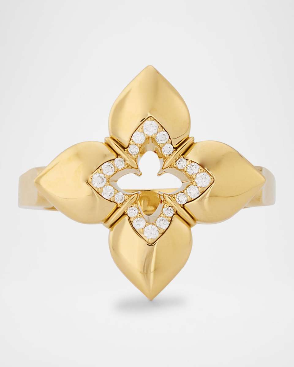 18K Yellow Gold Diamond Venetian Princess Ring, Size